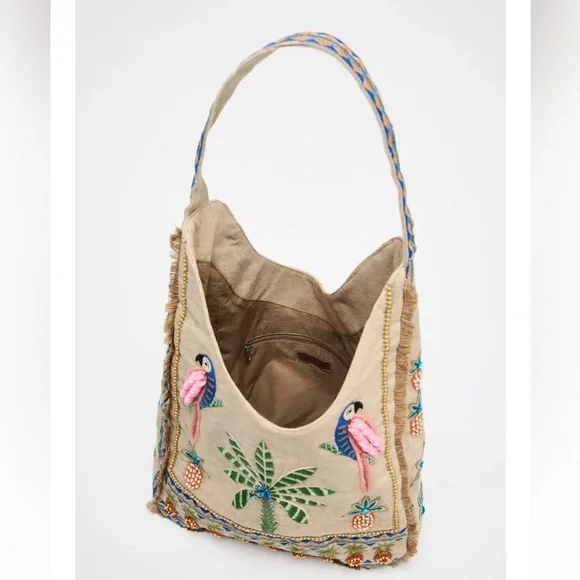 Zara NWT beaded shopper bag 6083/510 - Picture 4 of 9